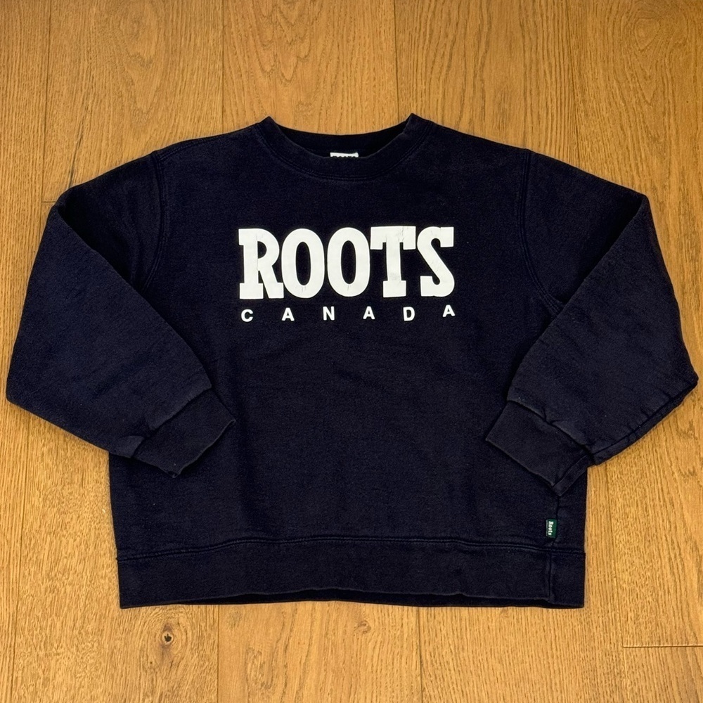VINTAGE 90s Roots Youth‎ Crewneck Sweater - Navy Blue - Size L